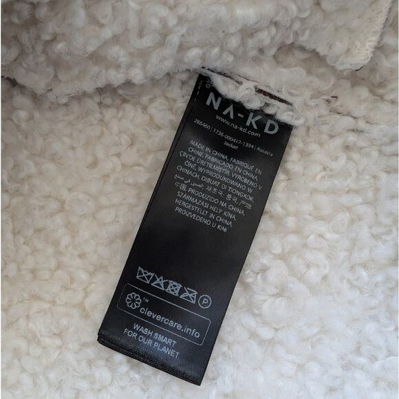 NA-KD Lisa & Lena Brown Aviator Teddy Faux Leather Button Jacket, sz EU 38/US 8 - Picture 12 of 13